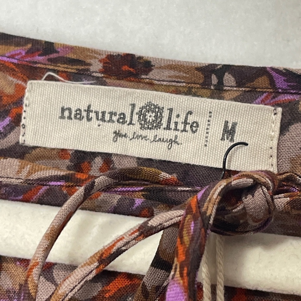 Natural Life Sage Tiered Floral Maxi Dress Red Brown Medium Bohemian Comfy Hippy - Picture 5 of 10
